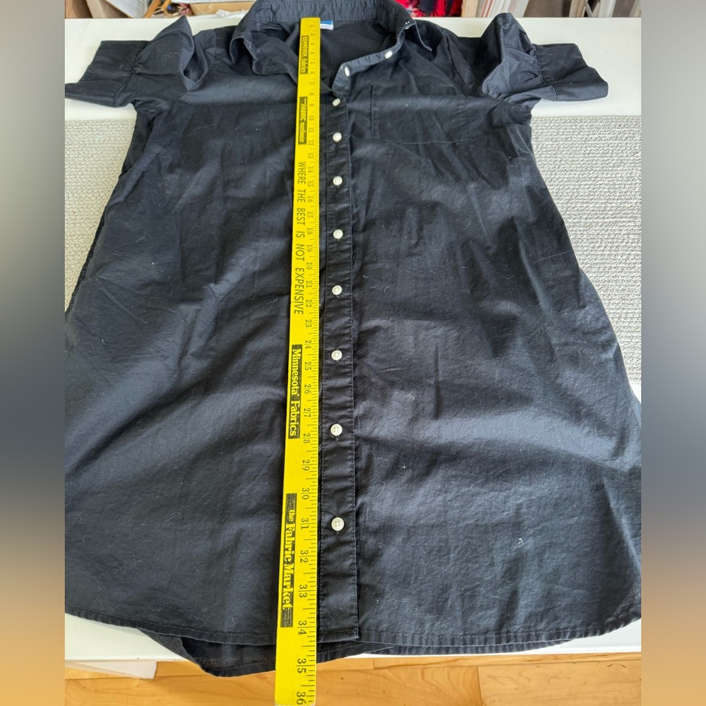 Old Navy Black Cotton Short Sleeve Button Down Shirt Dress French Style Medium - Picture 8 of 12